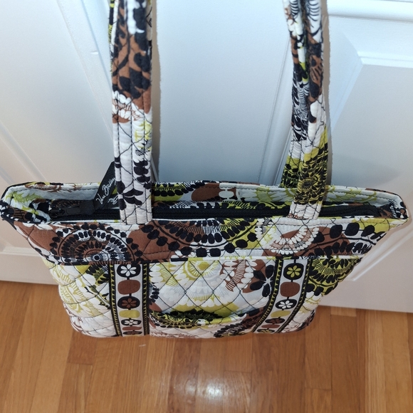 EUC Vera Bradley Small Tote in Cocoa Moss Retired Print - Wht/Grn/Brn/Blk Fabric - Picture 3 of 10